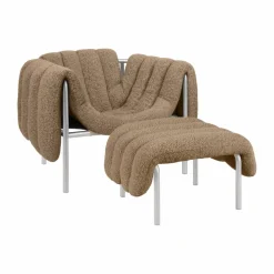 Puffy loungefåtölj + ottoman Sawdust-rostfritt stål
