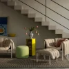 Puffy loungefåtölj Sand leather-rostfritt stål
