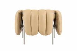 Puffy loungefåtölj Sand leather-rostfritt stål