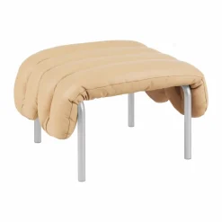 Puffy ottoman 58x67 cm Sand leather-rostfritt stål
