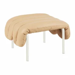 Puffy ottoman 58x67 cm Sand leather-cream