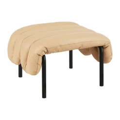 Puffy ottoman 58x67 cm Sand leather-black grey