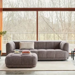 Quilton fotpall läder sense black