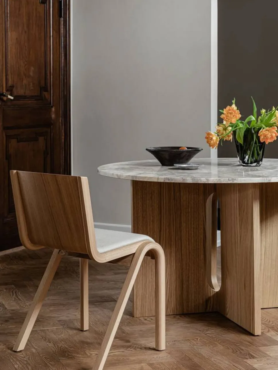 Ready stol klädd sits Natural oak-Audo Bouclé 02