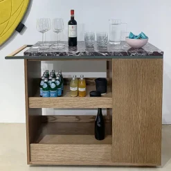 Remy serveringsvagn valnötsbetsad ek (p4) carrara marmor green khaki