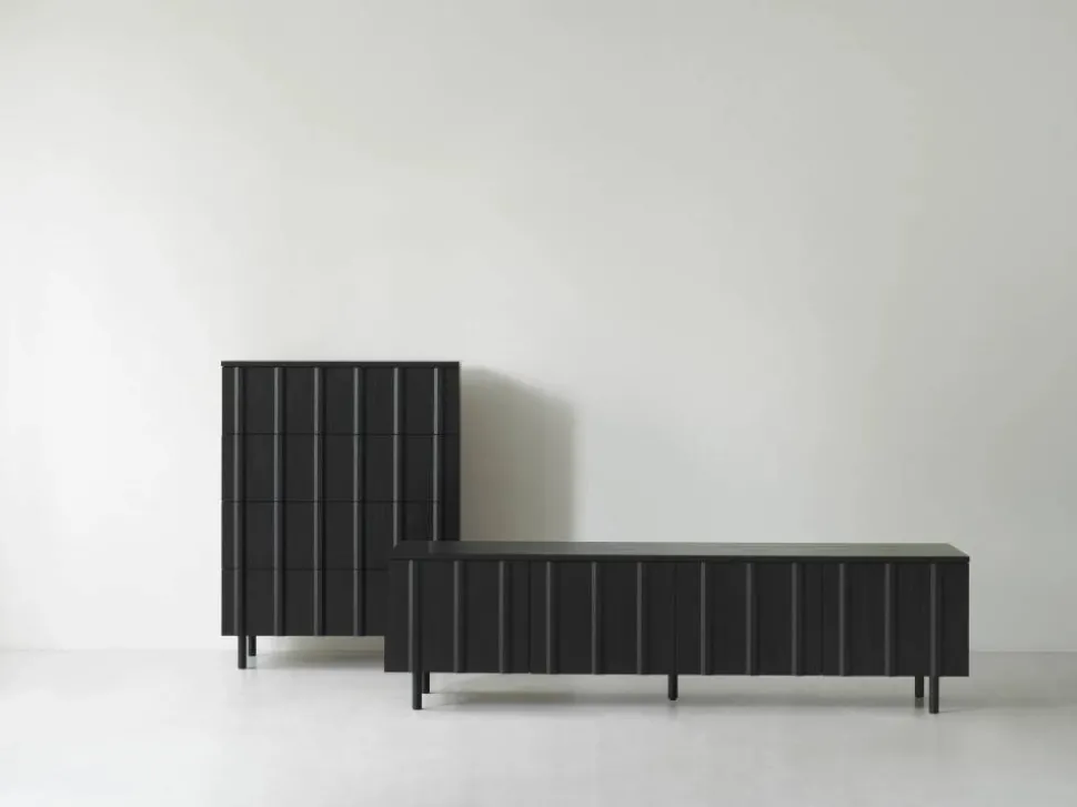 Rib sideboard låg Soft Black