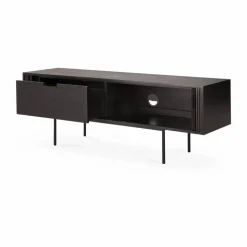 Roller Max TV-bänk Lackad teak-svart-2 dörrar