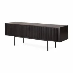 Roller Max TV-bänk Lackad teak-svart-2 dörrar