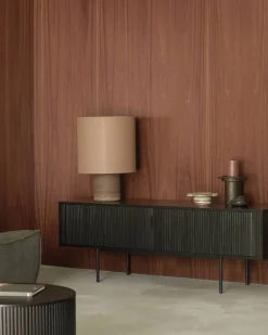 Roller Max TV-bänk Lackad teak-svart-2 dörrar