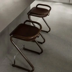 S70-3 barpall Elmo Nordic läder Cognac-kromstativ