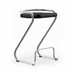 S70-3 barpall Elmo Nordic läder Svart-kromstativ