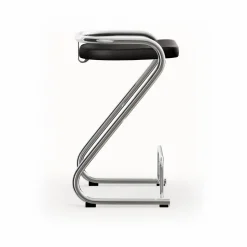 S70-3 barpall Elmo Nordic läder Svart-kromstativ