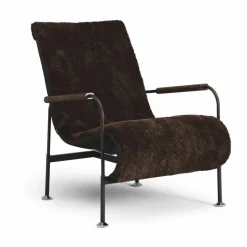 Serpentine fåtölj Fårskinn Espresso-mörkbrun