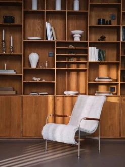 Serpentine fåtölj Fårskinn Espresso-krom