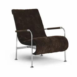 Serpentine fåtölj Fårskinn Espresso-krom