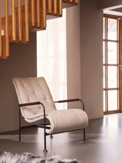 Serpentine fåtölj Fårskinn Moonlight-krom-tärnsjö Cognac