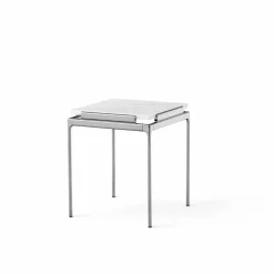 Sett LN11 sidobord Bianco carrara-dark chrome