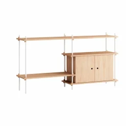 Shelving System hylla med skåp Ek-white 163x85x35 cm S.85.2.C