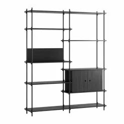 Shelving System hylla med skåp Black 163x200x35 cm S.200.2.C