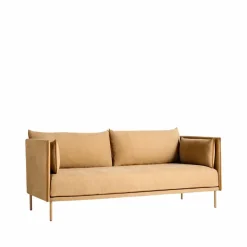 Silhouette 2-sits soffa Linara 142-cognac leather piping-oiled oak