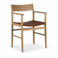 Siza karmstol Vitpigmenterad mattlackad ek-cognac läder