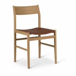 Siza stol Vitpigmenterad mattlackad ek-cognac läder