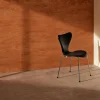 Sjuan 3107 framsidesklädd stol Essential black läder-svart ask-krom