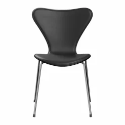Sjuan 3107 framsidesklädd stol Essential black läder-svart ask-krom