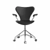 Sjuan 3217 helklädd kontorsstol hårda hjul Leather soft black-chrome