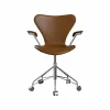 Sjuan 3217 helklädd kontorsstol hårda hjul Leather soft walnut-chrome