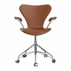 Sjuan 3217 helklädd kontorsstol mjuka hjul Essential walnut leather-chrome