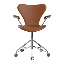Sjuan 3217 helklädd kontorsstol mjuka hjul Essential walnut leather-chrome
