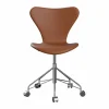 Sjuan 3117 helklädd kontorsstol mjuka hjul Essential walnut leather-chrome