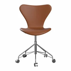 Sjuan 3117 helklädd kontorsstol mjuka hjul Essential walnut leather-chrome