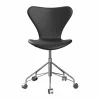Sjuan 3117 helklädd kontorsstol mjuka hjul Essential black leather-chrome
