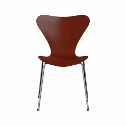 Sjuan 3107 stol Venetian red-färgad ask-kromat stålstativ