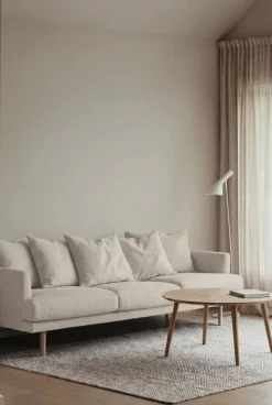 Sjövik soffa Caleido Beige 9600-vitoljad ek 3 5-sits