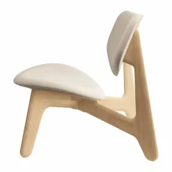 Slab loungestol klädd sits Natural brushed oak-Linara 05 CMHR Cream