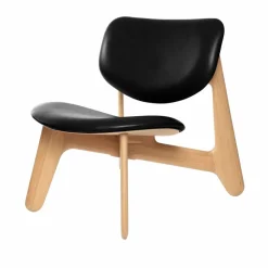 Slab loungestol klädd sits Natural oak-black leather