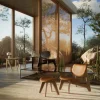 Slab loungestol klädd sits Natural oak-cognac leather