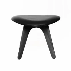 Slab ottoman 45x55 cm Black ash-black leather
