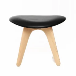 Slab ottoman 45x55 cm Natural oak-black leather