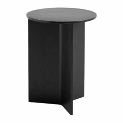 Slit high sidobord Ø35 cm Black lacquered oak