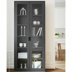 Snö F högskåp vitrin light grey björksockel dj.30 cm