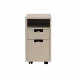Snö G3 sängbord dark sand svarta hjul