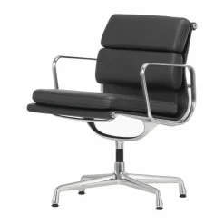 Soft Pad Chair EA 208 classic height polerat krom Läder L50 Nero (filttassar)