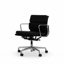 Soft Pad Chair EA 217 polerat kromstativ Läder premium F L50 Nero