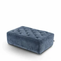 Square fotpall tyg soft 24 mörkblå