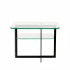 Square sidobord glas svartlackat stativ