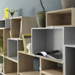 Stacked förvaringssystem med ryggskiva medium Light grey